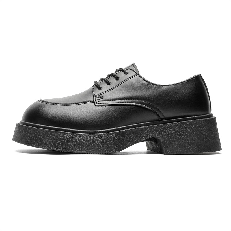 Zapatos de cuero masculinos de otoño transpirables zapatos de moda universal marca de moda británica grasa suela casuales negro derby zapatos de cuero antideslizantes