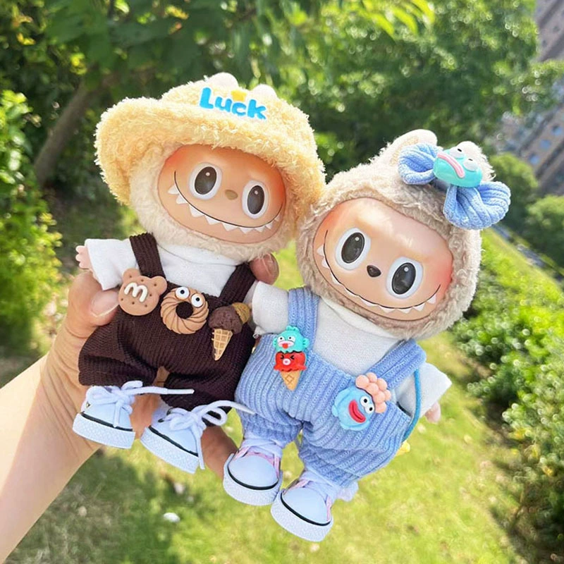 Только одежда] 17см подвеска с слепым ящиком Labubu одежда Labubu кукла детская одежда конус надевания комбинезоны милый и милый