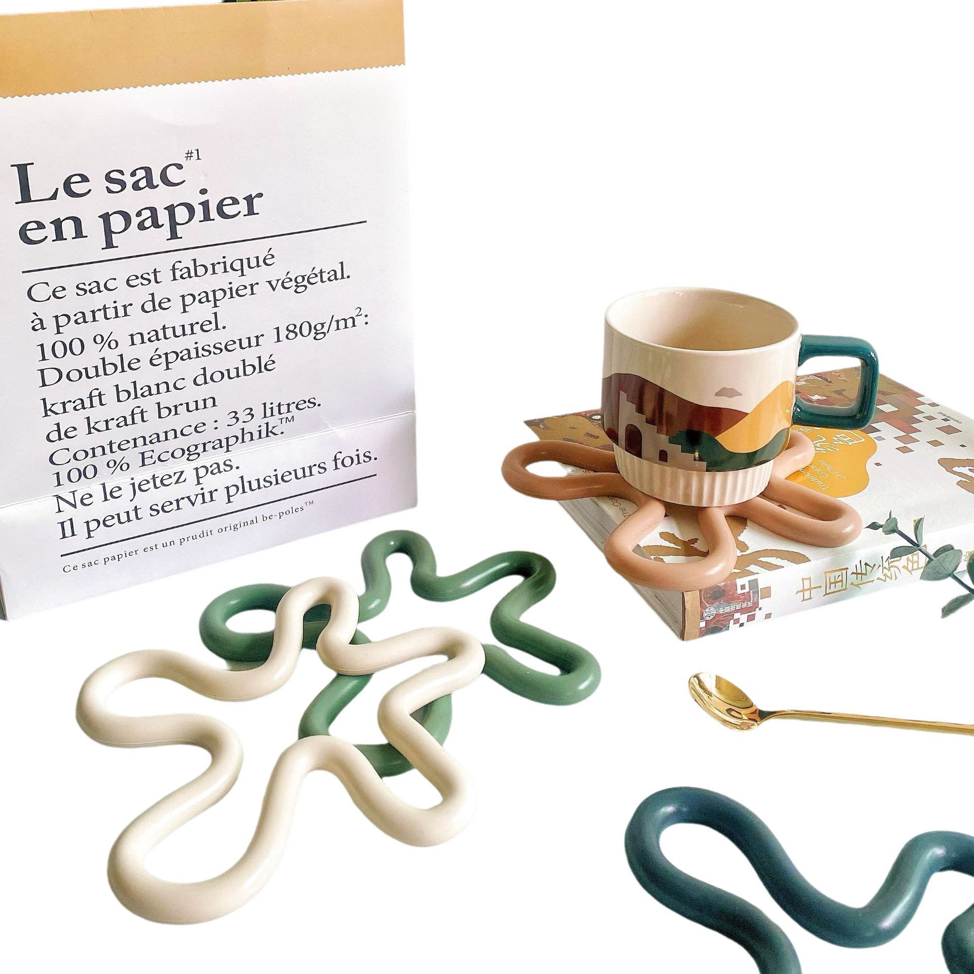 En stock irregular aislamiento de silicona mantel café montaña de alta temperatura resistente hogar cocina tazón estera placa estera