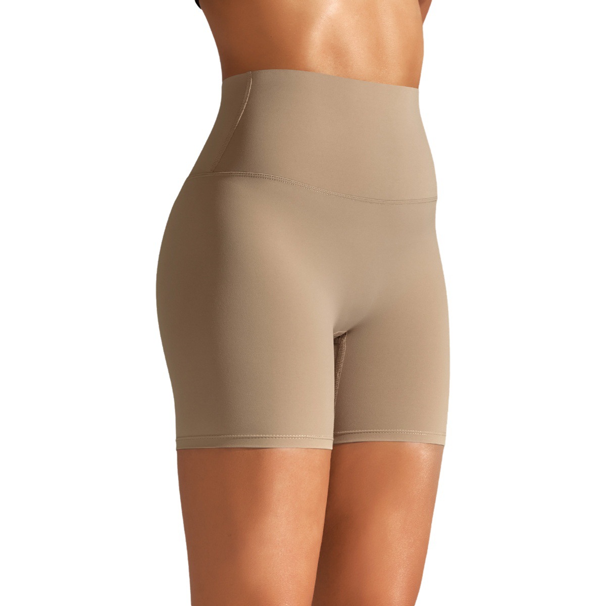 Primavera y verano nuevo color sólido pantalones cortos de Yoga de doble cara cepillado apretado cintura alta estiramiento deportes fitness tres puntos pantalones de yoga para las mujeres