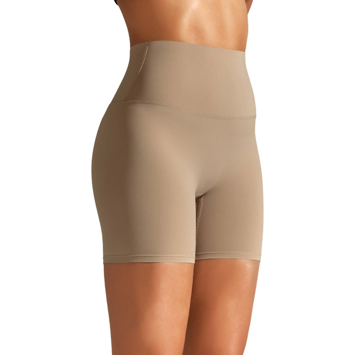 Весной и летом новые однотонные шорты для йоги, двухсторонние шлифовальные с узкой завышенной талией, эластичные спортивные фитнес, трехточечные штаны для йоги, женские