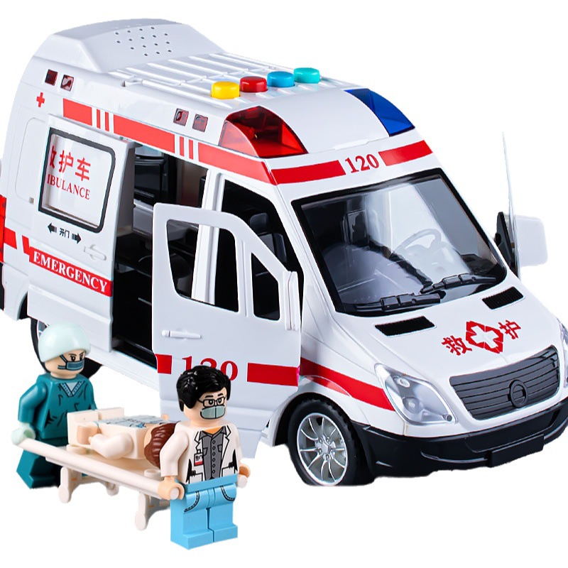 120 niños ambulancia juguete niños y niñas modelo de coche médico de gran tamaño camión de bomberos simulación coche de policía