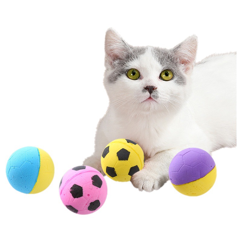 Juguete del gato de espuma látex juego interactivo persiguiendo juguete esférico con pluma PET supplies fábrica en stock transfronteriza