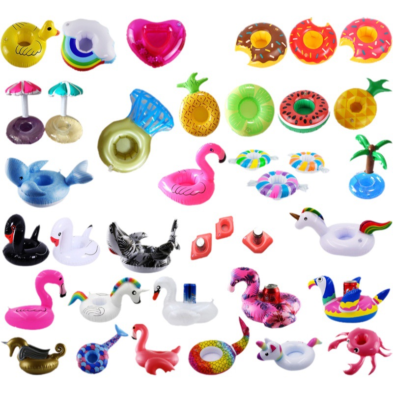 Spot Supply Inflatable Flamingo Donut Lemon Watermelon Pineapple Crab Love Cup Holder Inflatable Water Coaster
