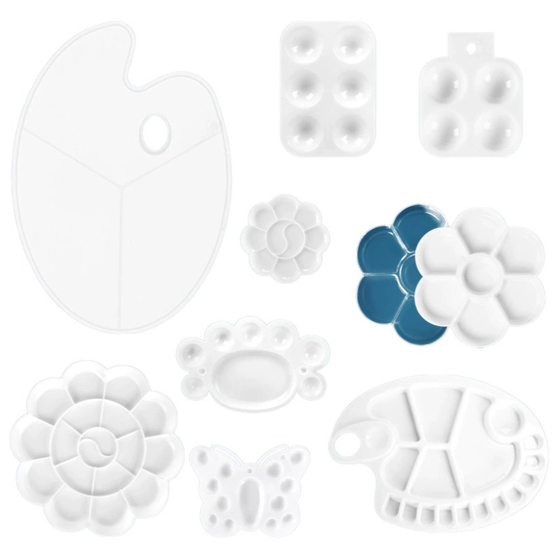 Пластиковая палитра в форме сливы Ручная роспись Акварель Гуашь Пигмент Живопись Изобразительное искусство Палитра Блюдо Овальная палитра