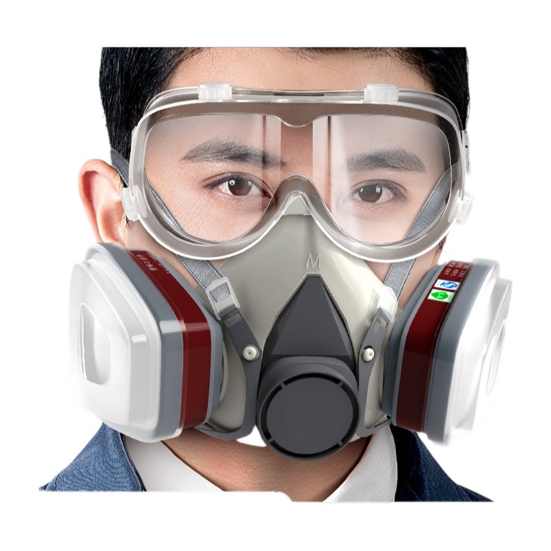Máscara de gas de polvo químico KN95 media máscara pesticida formaldehído decoración máscara protectora de carbón activado caja de filtro
