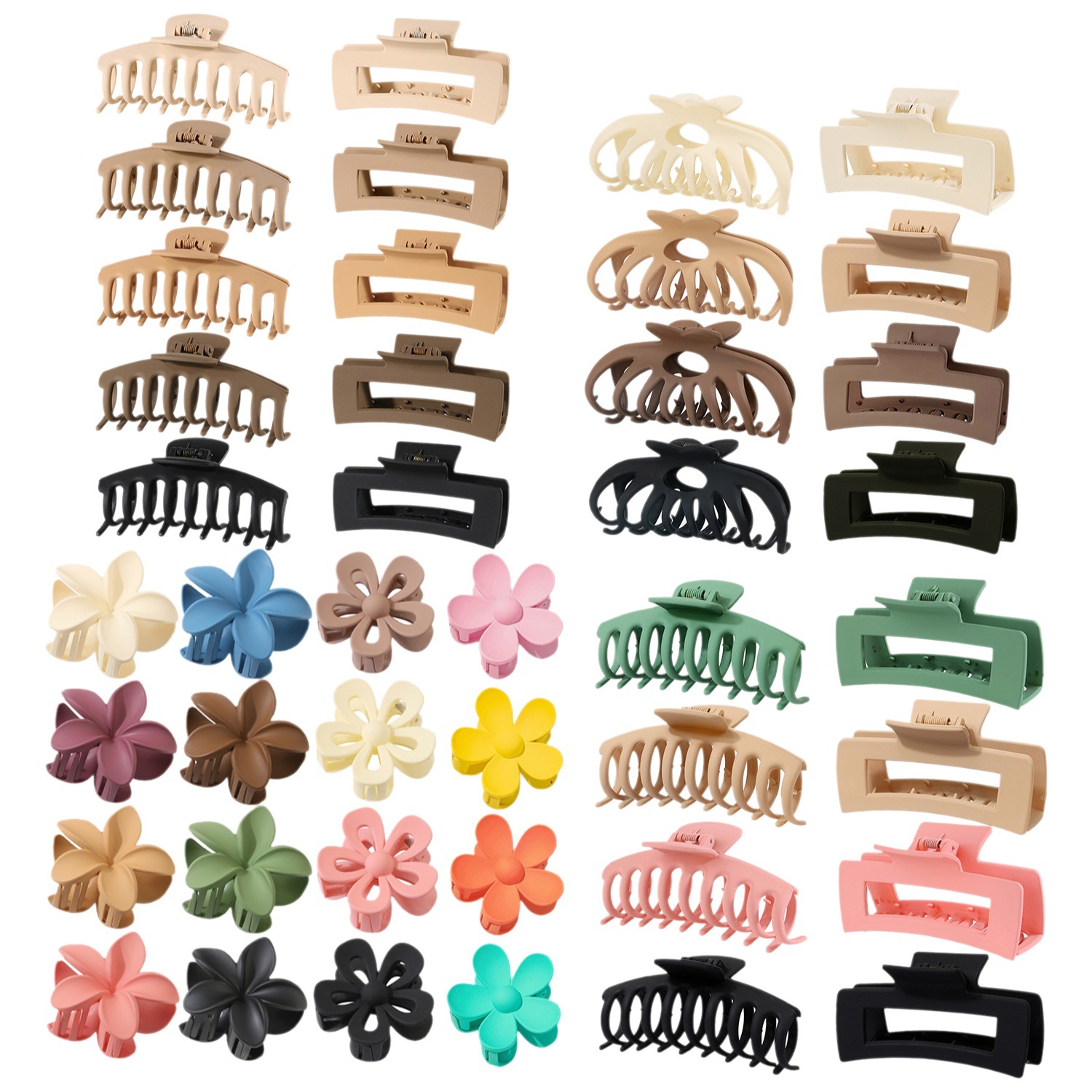 Juego de pinzas para el cabello, estilo Amazon, pinzas mate tipo garra, accesorios de moda para mujer