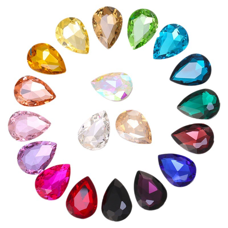 Капли воды с заостренным дном из натурального серебра с покрытием из стекла страз