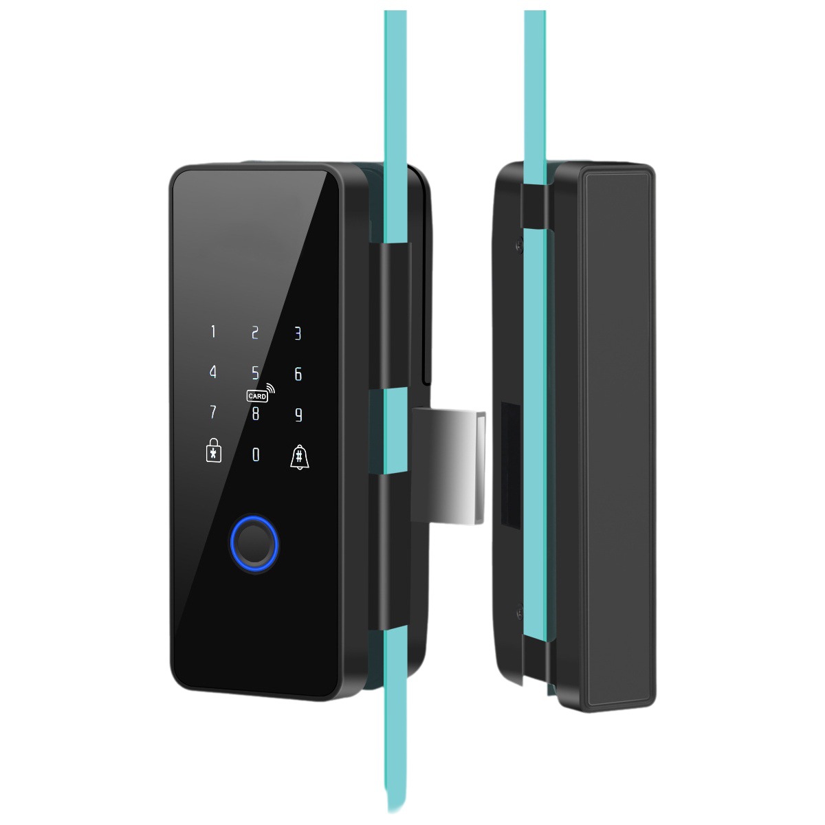 Graffiti Tuya puerta de cristal cerradura de huellas dactilares oficina de la empresa inteligente puerta corredera sin marco cerradura electrónica sola puerta sin orificio