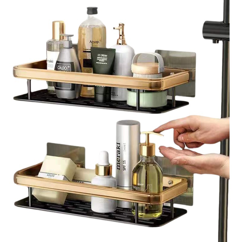 Estante de almacenamiento de baño sin perforaciones estante de baño inodoro lavabo suministros pared colgando estante de almacenamiento