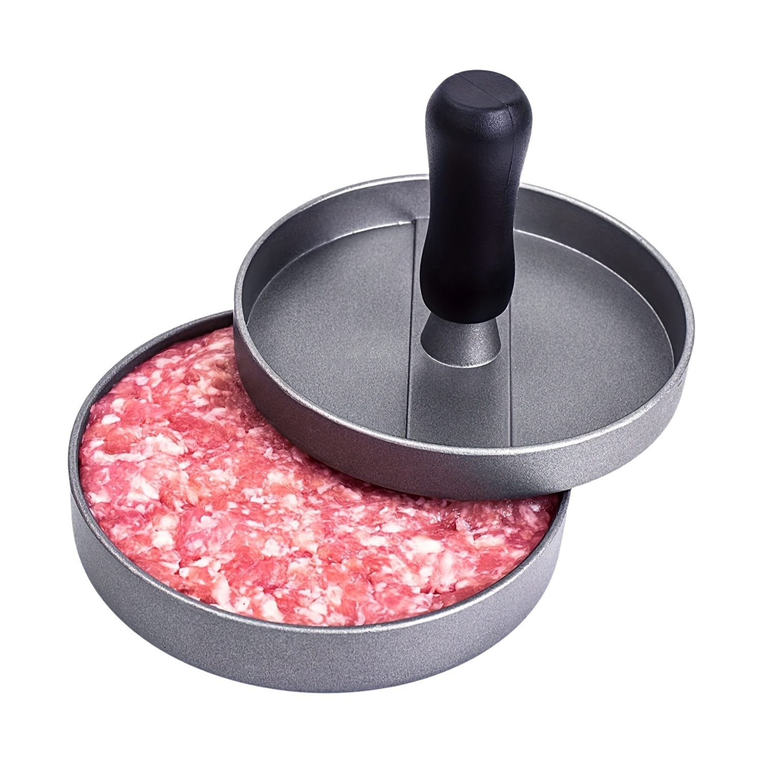 Nuevo producto prensa de carne de hamburguesa prensa de hamburguesa máquina de molde de pastel de carne más molde de relleno caja de color de aleación de aluminio