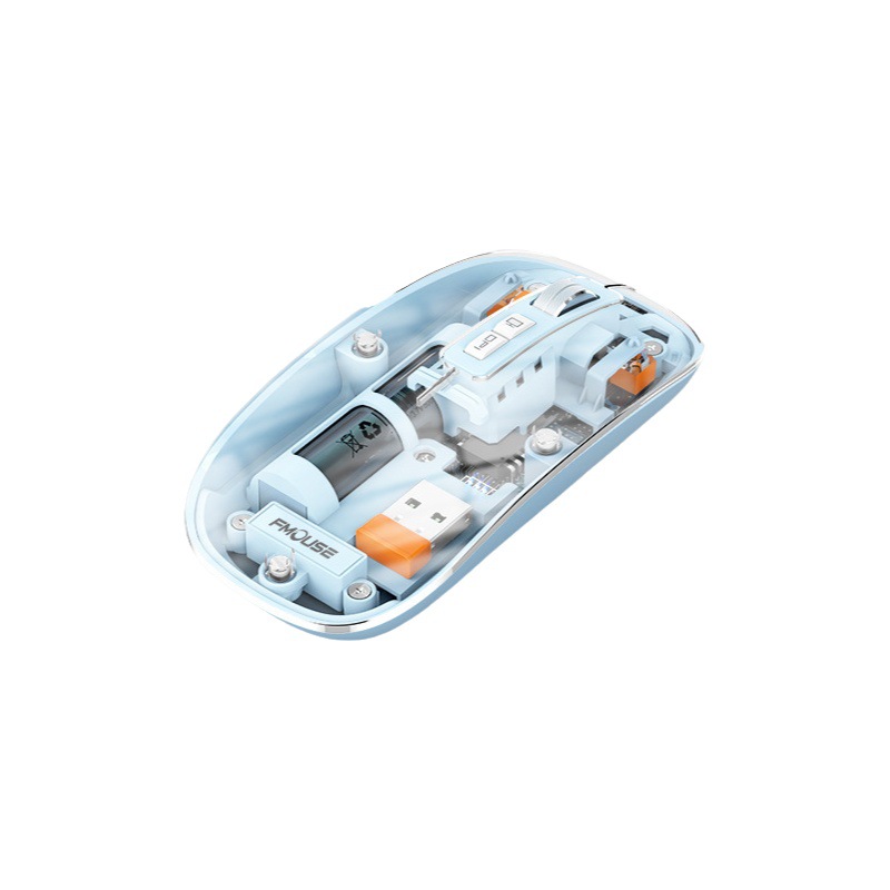 Ratón Bluetooth transparente inalámbrico, delgado y recargable, adecuado para teléfonos móviles Apple Huawei, computadora portátil, oficina de tres modos