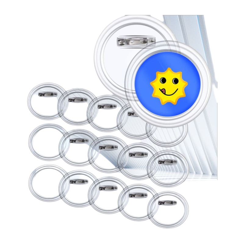 厳選された透明な丸型バッジ、アクリル製の空白素材、バッジ、バッジ用消耗品、DIYで紙を交換可能