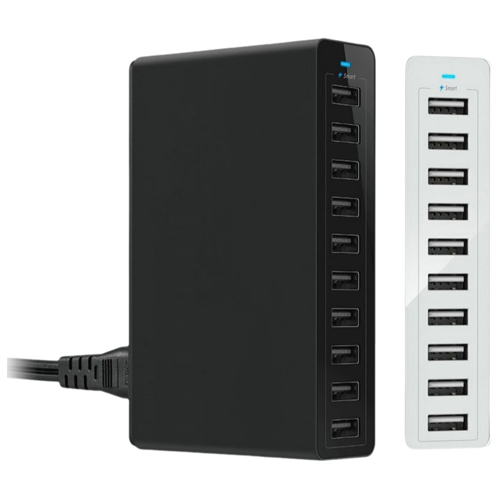 Cargador USB multipuerto de 60W Cargador USB de 10 puertos adecuado para el cargador de teléfono móvil Android de Apple Huawei