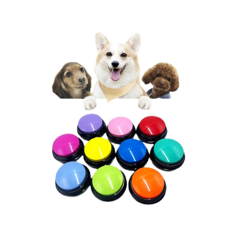 Juguete de entrenamiento con botón de sonido para perros, caja de grabación con botón de presión, juguete interactivo para perros y gatos.