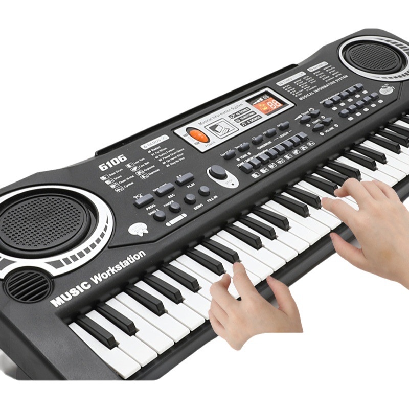 Instrumento musical de órgano electrónico para niños 61 teclas multifunción con micrófono estudio juguete educativo piano de regalo con fuente de alimentación