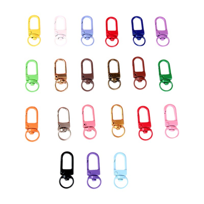 En stock metal pintura color llavero perro hebilla de zinc aleación camarones hebilla 8-palabra hebilla pintura en forma de U pequeña puerta hebilla colgante