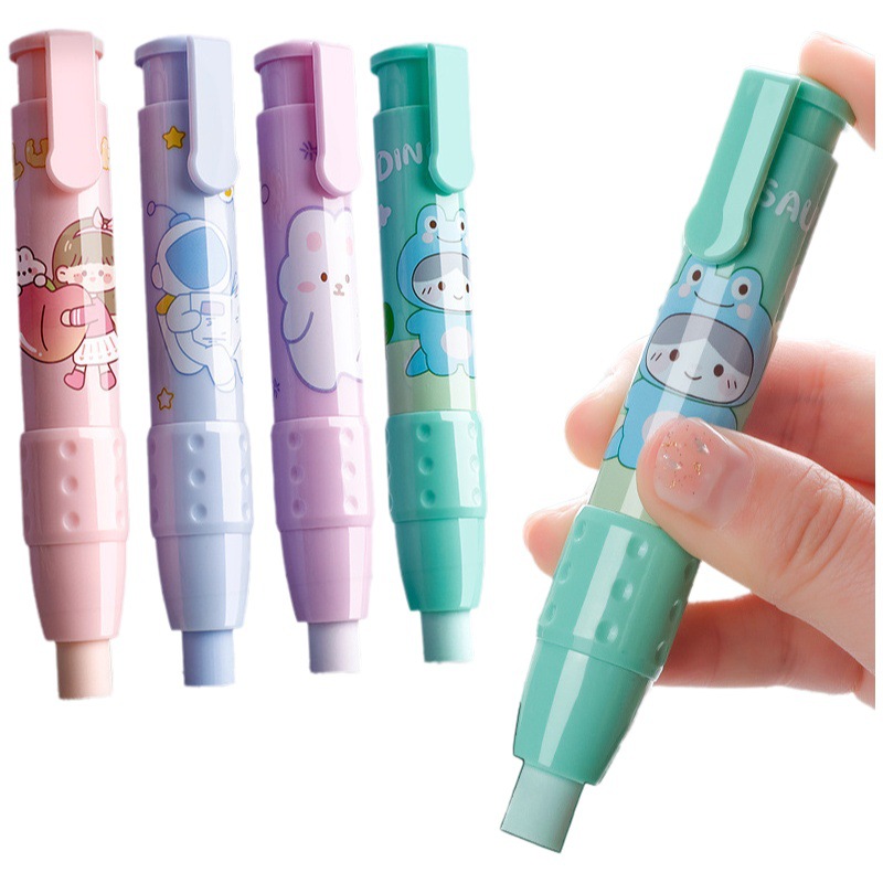 Borrador de empuje retráctil Borrador de oficina de diseño de pintura para estudiantes sin escombros sin marcas creativo Push-on