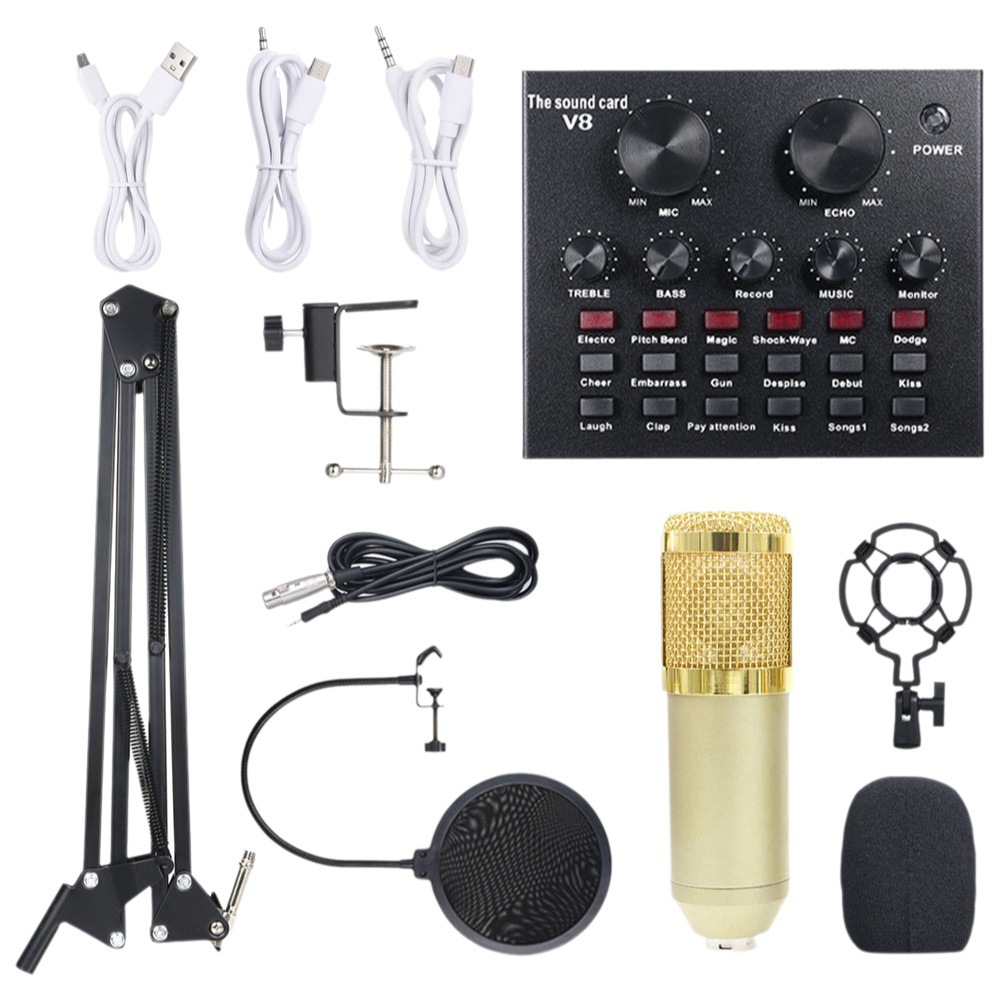 BM-800 teléfono móvil red informática karaoke micrófono V8 tarjeta de sonido NB35 anti-Spray Red Mike E-viento soporte traje