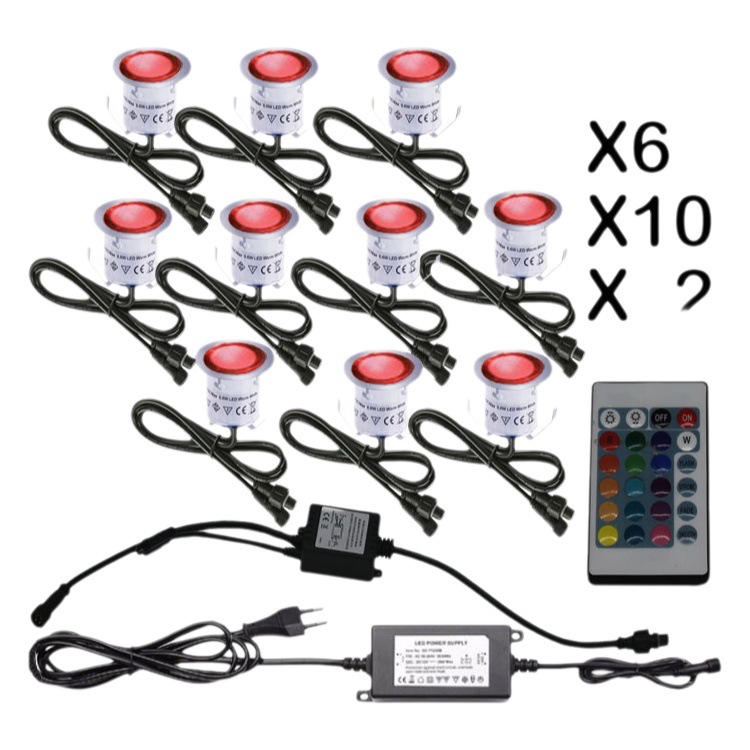 Luz LED para Terraza de Acero Inoxidable Resistente al Agua RGB de 30 mm, Modelo Similar a Amazon, Luz de Jardín, Luz Redonda para Flores, Luz de Paisaje, Luz Subterránea de 0.6 W