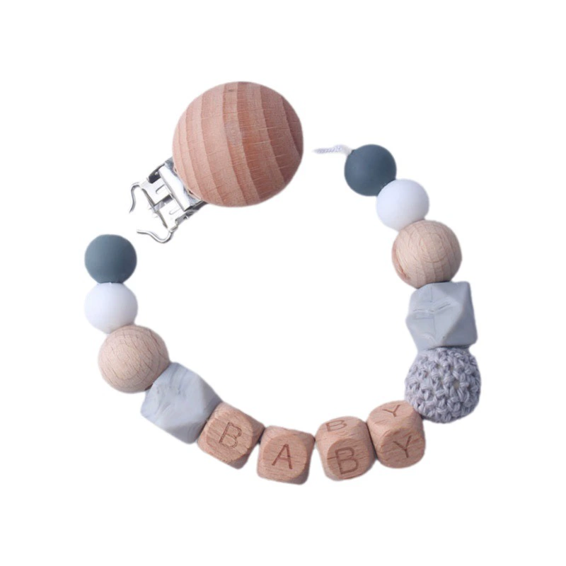 Детские товары зажим для соски зажим из бука цепь с защитой от падения Силиконовые Бусины цепочка для соски Внешняя торговля Amazon New