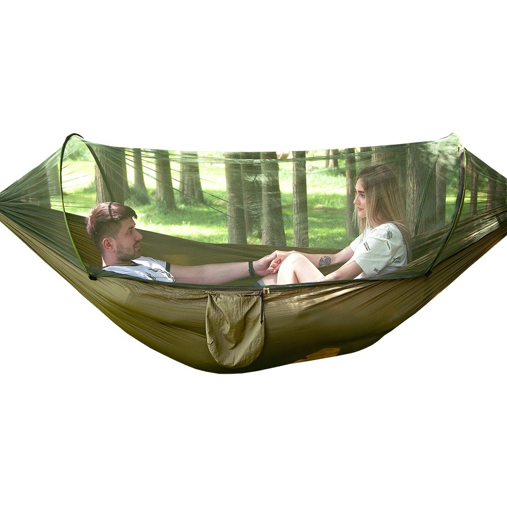 Hamaca automática de apertura rápida con mosquitera al aire libre individual doble tela de nylon que acampa mosquitera hamaca a prueba de mosquitos