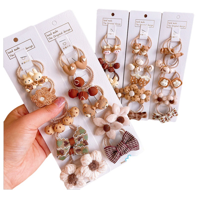 Dulce leche marrón bebé pequeña banda de goma no duele el pelo par flor arco cuerda de pelo nueva chica lazo tire anillo de pelo