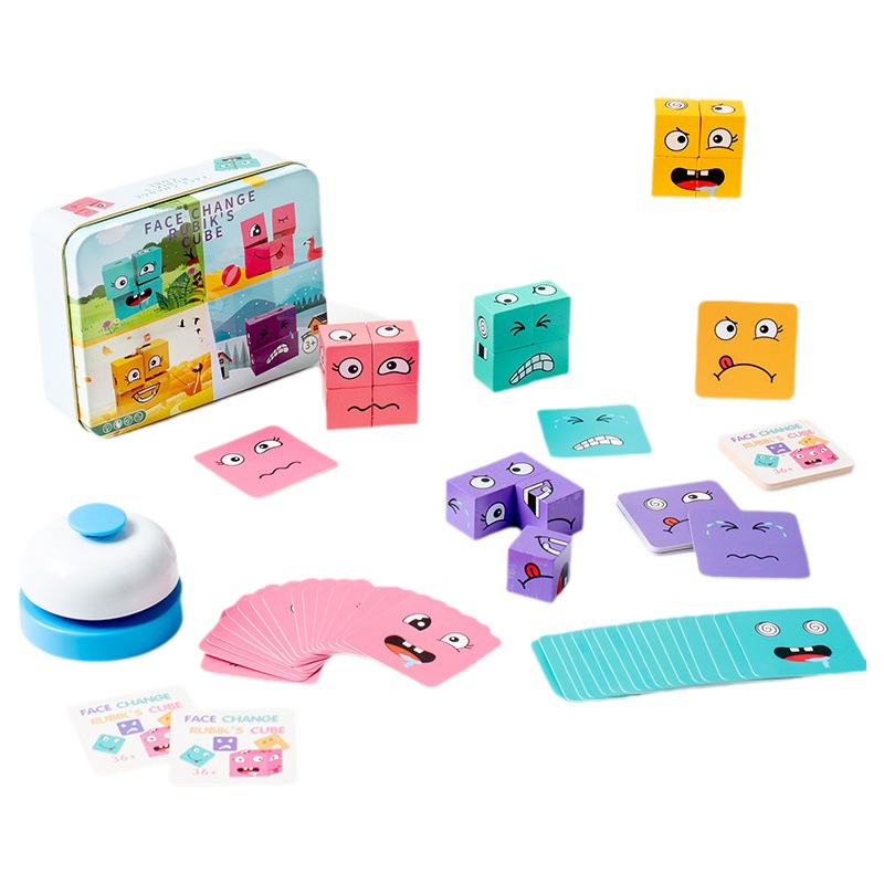 Bloques de construcción de cubos que cambian la cara de los niños populares transfronterizos entrenamiento de pensamiento lógico grandes bloques de construcción 3D de partículas juguetes educativos de educación temprana