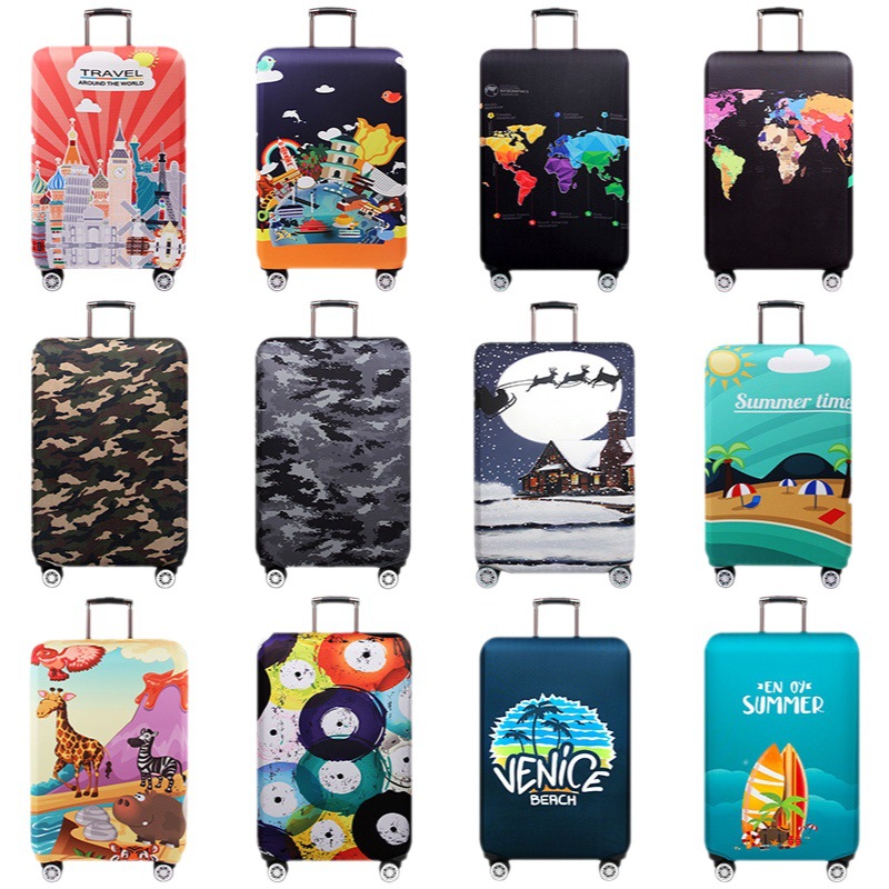 In-Stock Amazon Elastic Suitcase Cover Luggage Protector Travel Suitcase Trolley Case Thickened Dustproof Travel Essential