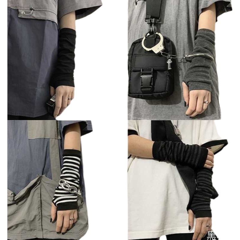 Cruzar la frontera caliente-venta oversleeves ninja dedo guantes de rayas cruzadas oversleeves ins largo oversleeves Cosplay vaina