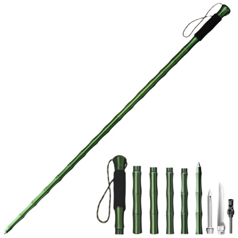 Bastón de trekking de aleación de aluminio Donkey Boss, bastón de caminata para acampar al aire libre, plegable, multifuncional, telescópico, bastón de autodefensa, equipo portátil para senderismo