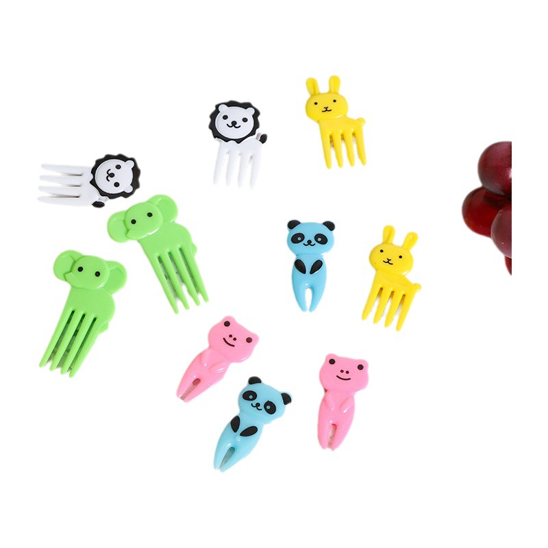 Tenedor de Frutas Infantil con Diseño de Dibujos Animados, Estilo Japonés, Portátil, Lindo, de Plástico, Palillos para Frutas con Forma de Animales, Decoración para Bento