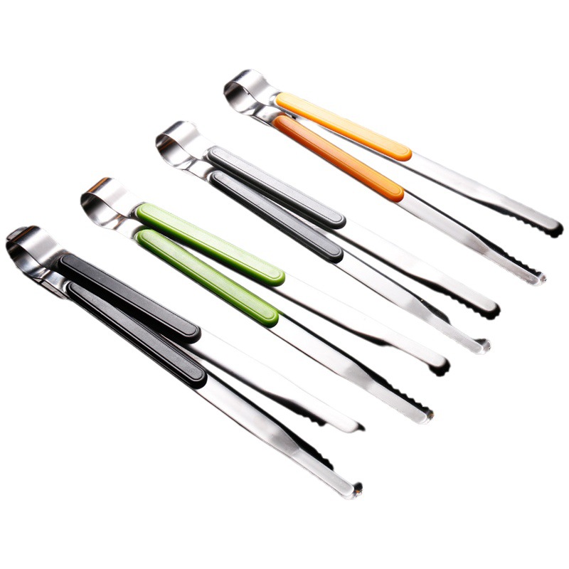 Clip de barbacoa de estilo coreano multi-color clip opcional mango de plástico clip de comida de buffet clip de comida de acero inoxidable de estilo coreano 25,5 CM clip de barbacoa