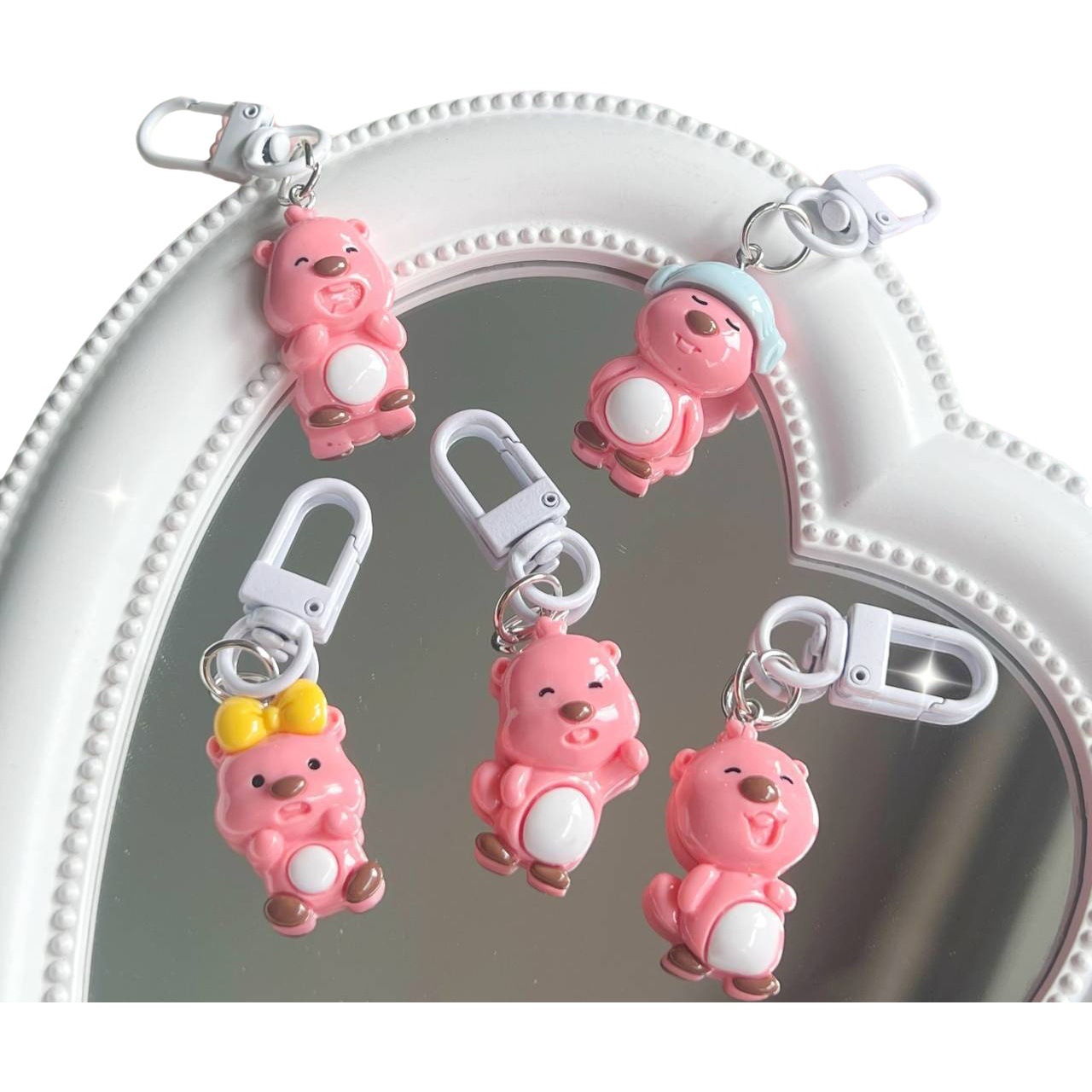 Pequeño Beaver llavero blanco Ruby dibujos animados mochila colgante ins lindo novias bolsa colgante accesorios de regalo