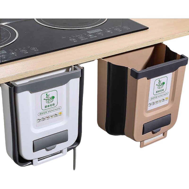 Cubo de basura de cocina plegable y montable en puerta – Retráctil, ideal para coche y hogar