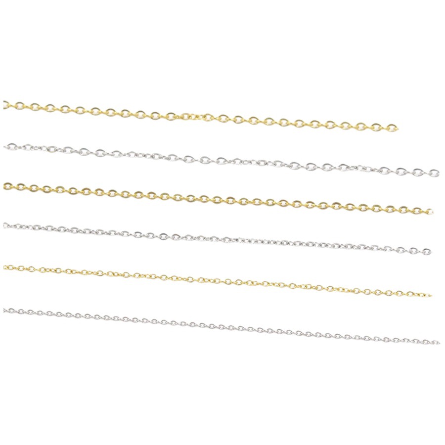 現物18k炉内真金1/ 1.5/2mm十字チェーンチタン鋼チェーンアクセサリーネックレスが明るくて色あせない