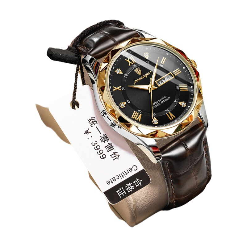 Marca Suiza impermeable luminoso nuevo reloj de los hombres correa de reloj de cuarzo transmisión en vivo Comercio exterior popular entrega de una sola pieza