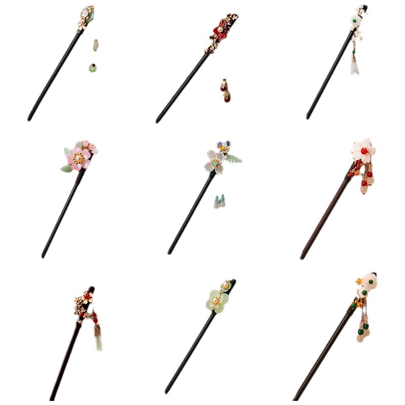 Imitación ébano horquilla de madera borla paso horquilla estilo antiguo de las mujeres tocado updo Hanfu accesorios traje antiguo horquilla accesorios para el cabello