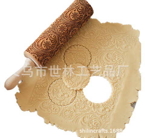 Venta caliente copo de nieve Flor de Navidad copo de nieve flor de la vid láser de madera tallado Paisley impreso Rolling stick image 1