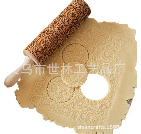 Рождественский цветок Снежинка Тисненая Скалка Взрывчатая Снежинка лоза Деревянная лазерная гравировка Пейсли Печатная палочка для лапши