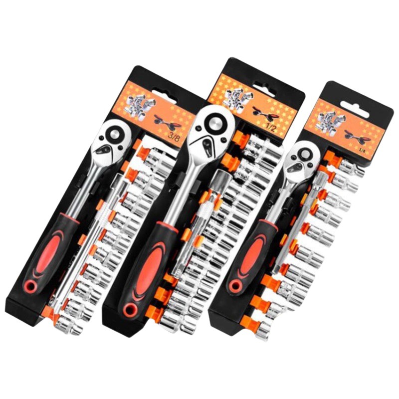 12 piezas traje multi-función de reparación de automóviles herramientas de trinquete rápido socket llave coche montado en el vehículo caja de hardware combinación