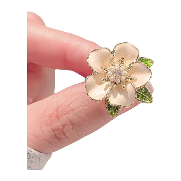 Anti-exposición camelia nueva flor broche de alto grado lindo pin japonés gardenia accesorios de ramillete de alta gama