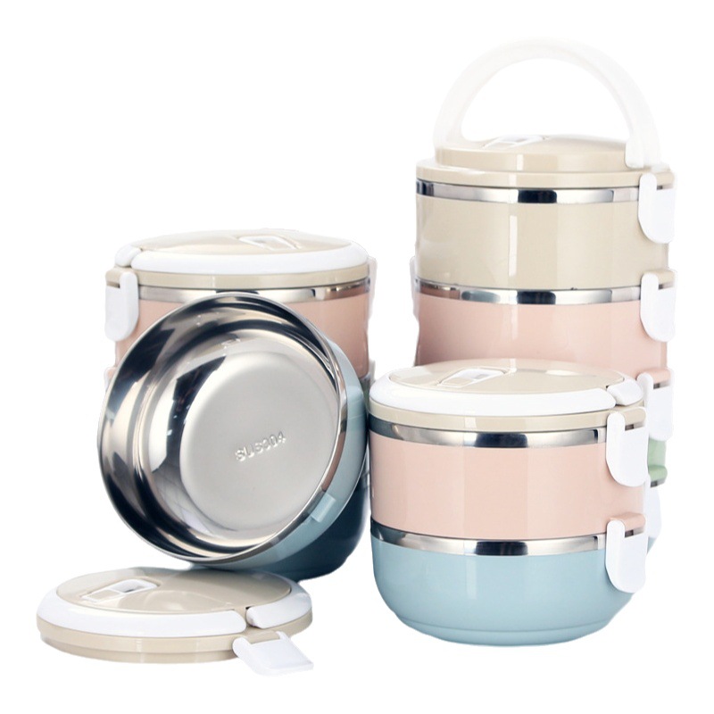 Caja de almuerzo 304 redonda de varias capas una a cuatro capas caja de regalo aislada y sellada