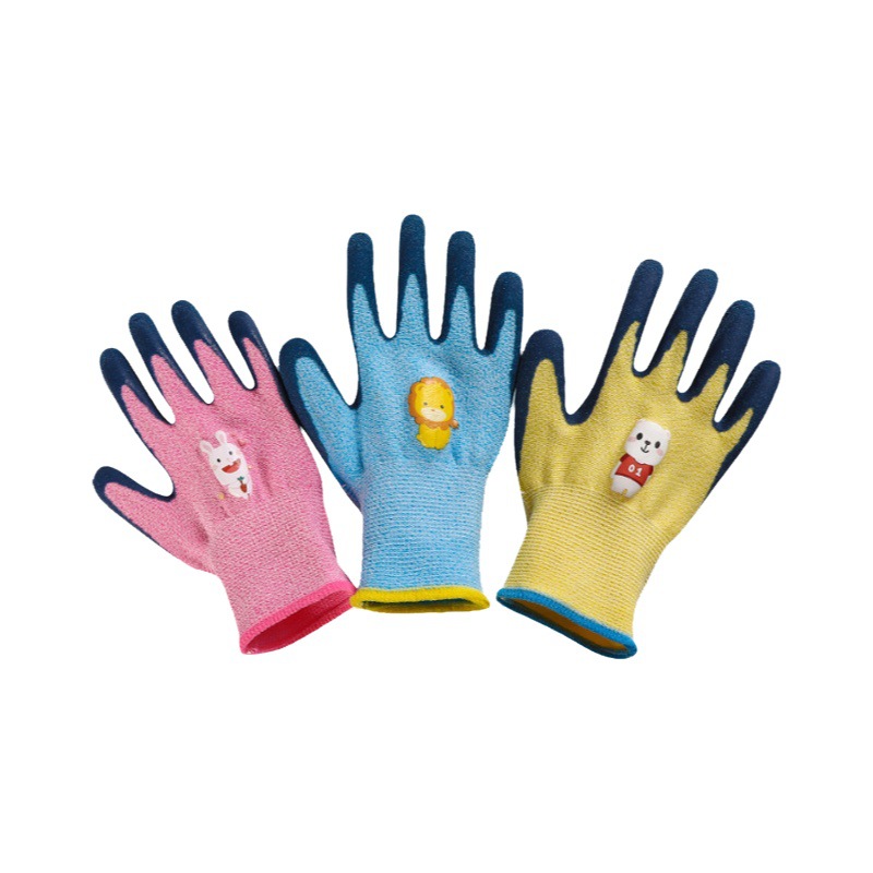 Guantes de protección para niños, camping para niños, engrosamiento, antideslizante, nitrilo, jardinería, deshierba, recolección, guantes de látex para el mar