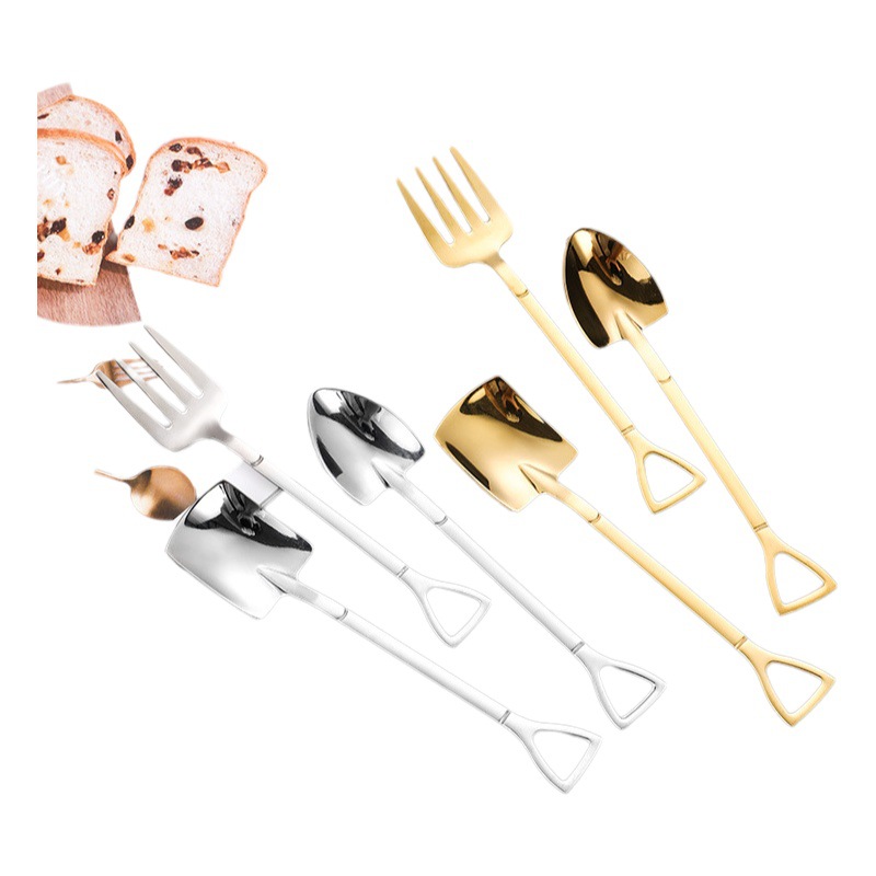 304 de acero inoxidable forma de vajilla pala cuchara de helado cuchara de sandía Tenedor de fruta postre cuchara de punta de agitación