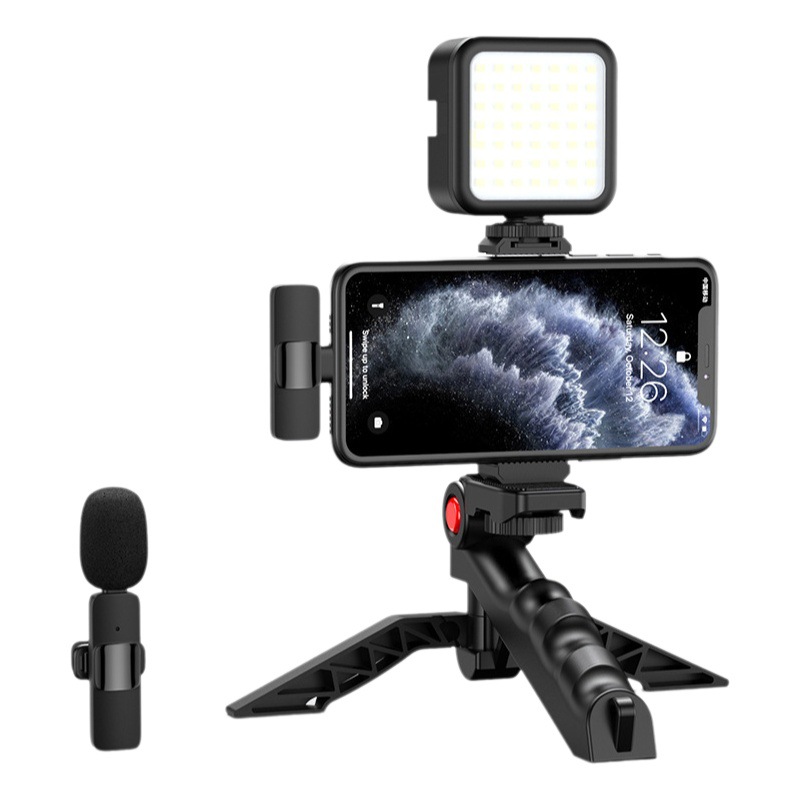 Transfronterizo al por mayor titok teléfono móvil MICRÓFONO INALÁMBRICO transmisión en vivo traje vlog Grabación de escritorio relleno de vídeo luz artefacto