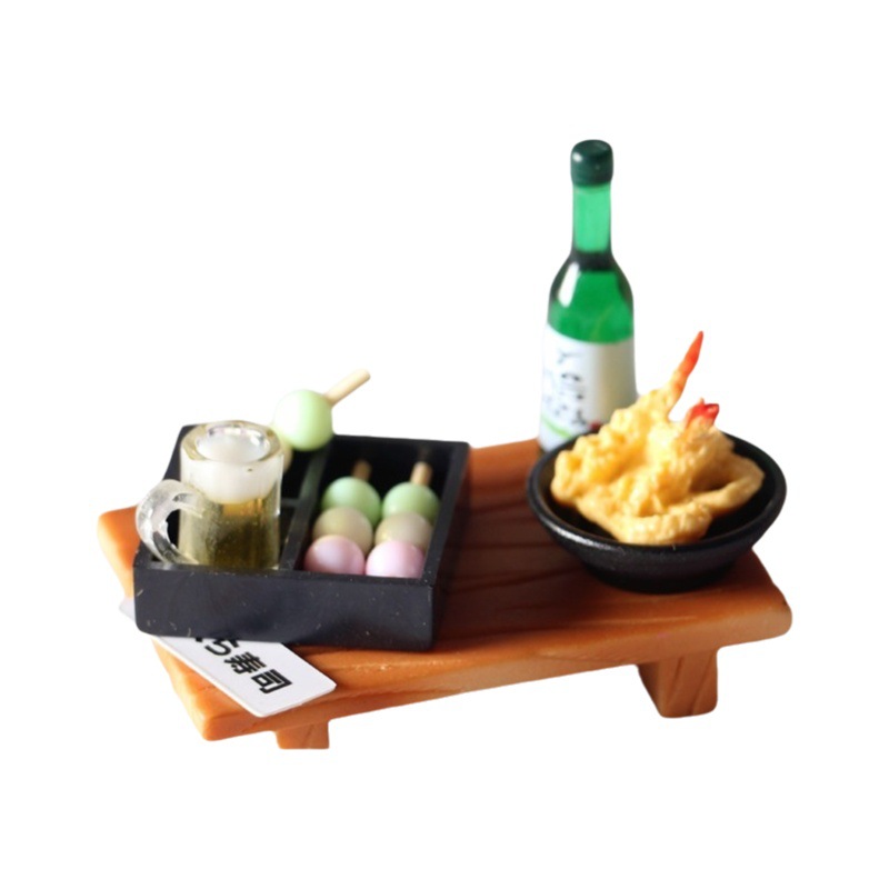 Dollhouse japonés sushi pescado bolas tempura Bento caja de alimentos en miniatura y accesorios juego BJD periférica