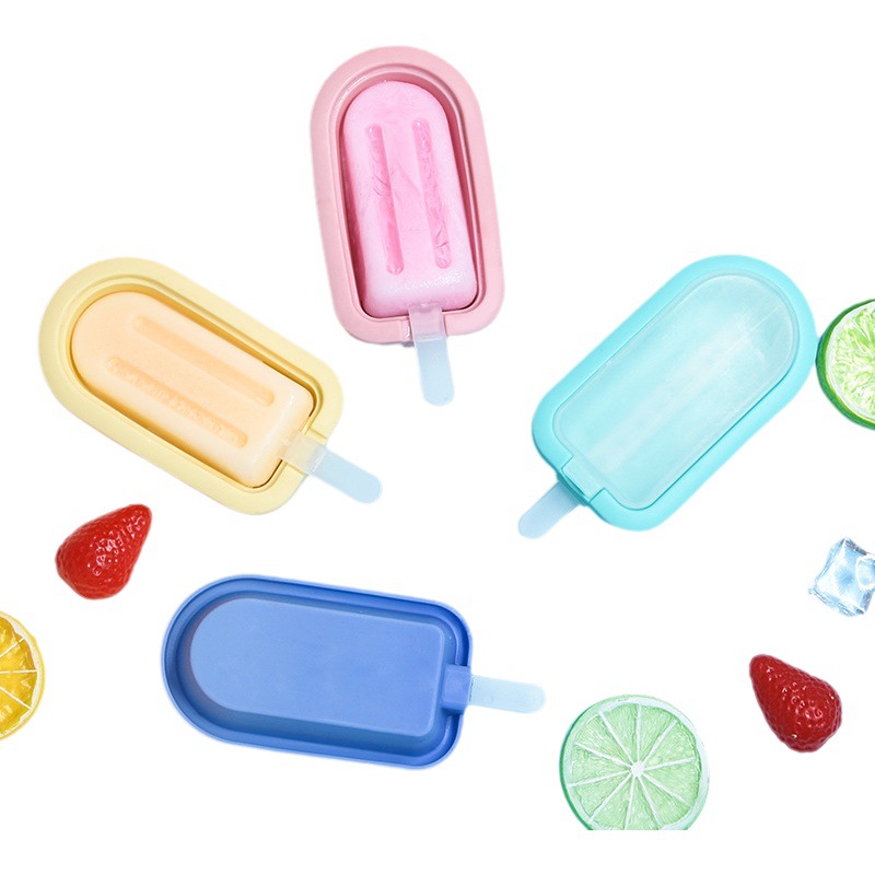 Cross-Border DIY helado casero de silicona molde de helado mini pastel largo con tapa molde de hielo de silicona al por mayor