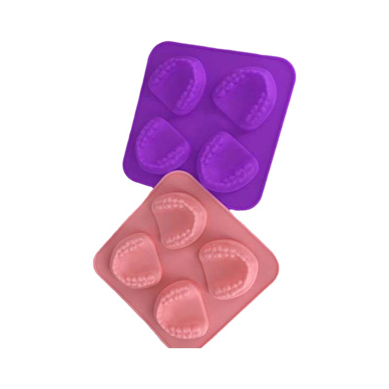 Bandeja de hielo de silicona directa de fábrica molde de cubitos de hielo bandeja de hielo creativa molde de hielo bandeja de hielo de dientes de silicona de grado alimenticio