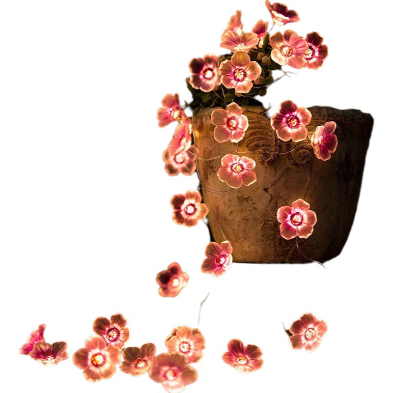 Lámpara de alambre de cobre LED Lámpara de flor rosa de cadena Decoración de patio al aire libre Cerezos en flor Lámpara de flor de durazno Lámpara de color Corazón de niña Lámpara de alambre de cobre Lámpara de alambre de cobre